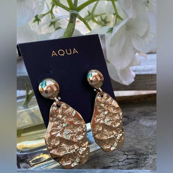 Aqua Jewelry - NWT AQUA GOLD TEXTURED DROP EARRINGS